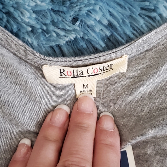 ROLLER COASTER~ GRAY SHORT SLEEVE V-NECK WRAP DRESS! - Picture 13 of 16